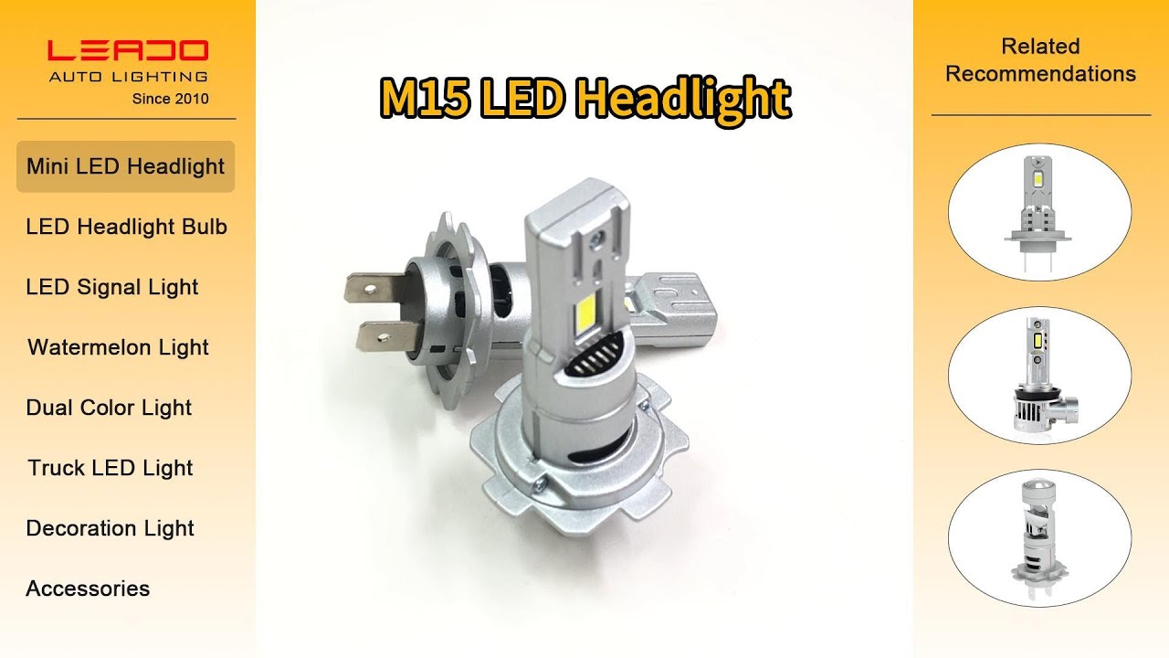 M15 LED Headlight Bulb 12V-18V CSP 8570 High H7 H8/9/11 Energy Saving White Light High Power for Car