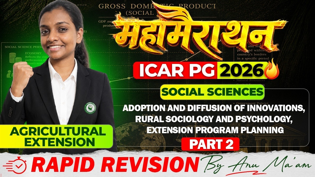 ICAR PG 2026 Social Sciences Marathon | Adoption and diffusion of innovations, Revision By Anu Ma'am