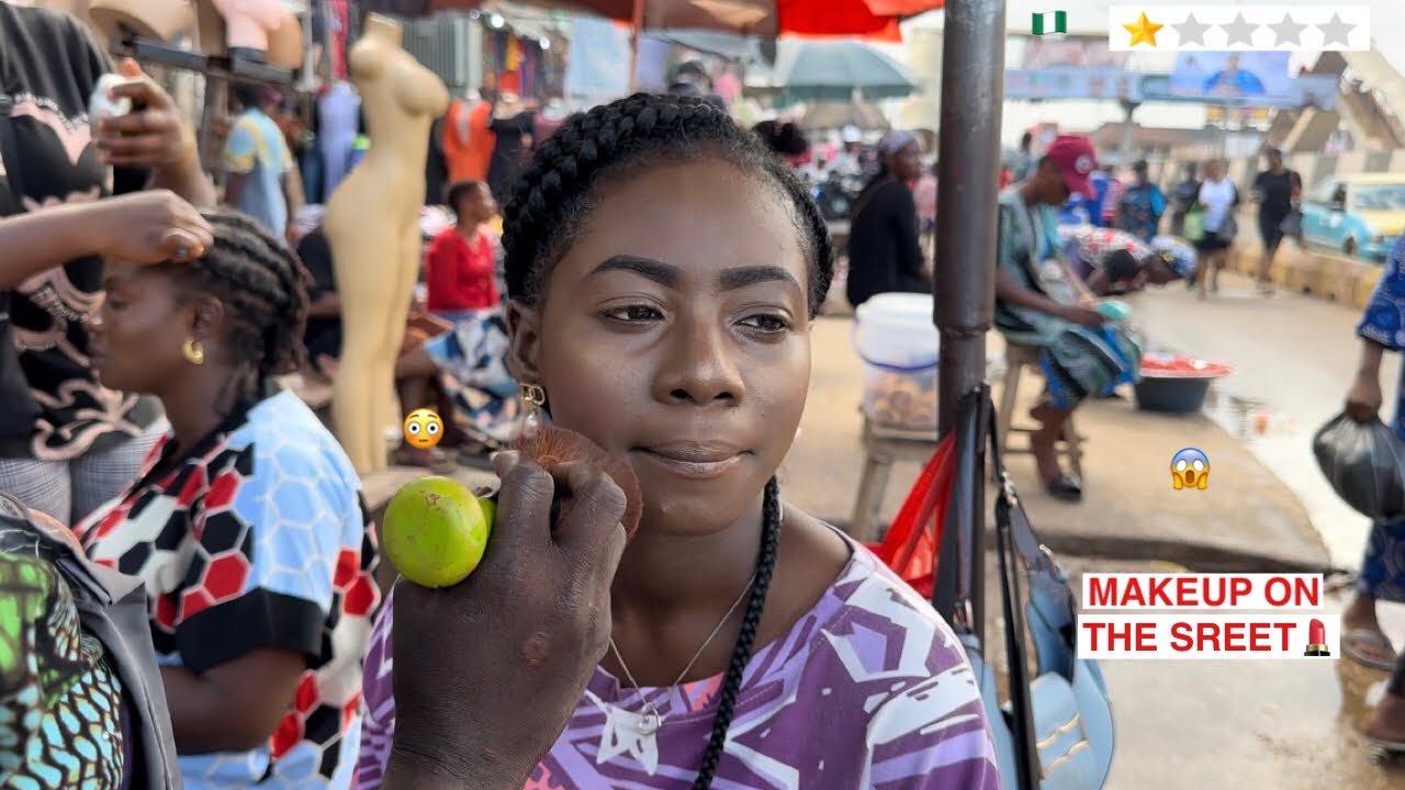 ASMR I DID MY MAKEUP ON A RAINY DAY BY THE ROADSIDE IN A BUSY MARKET IN NIGERIA | WORST REVIEWED MUA