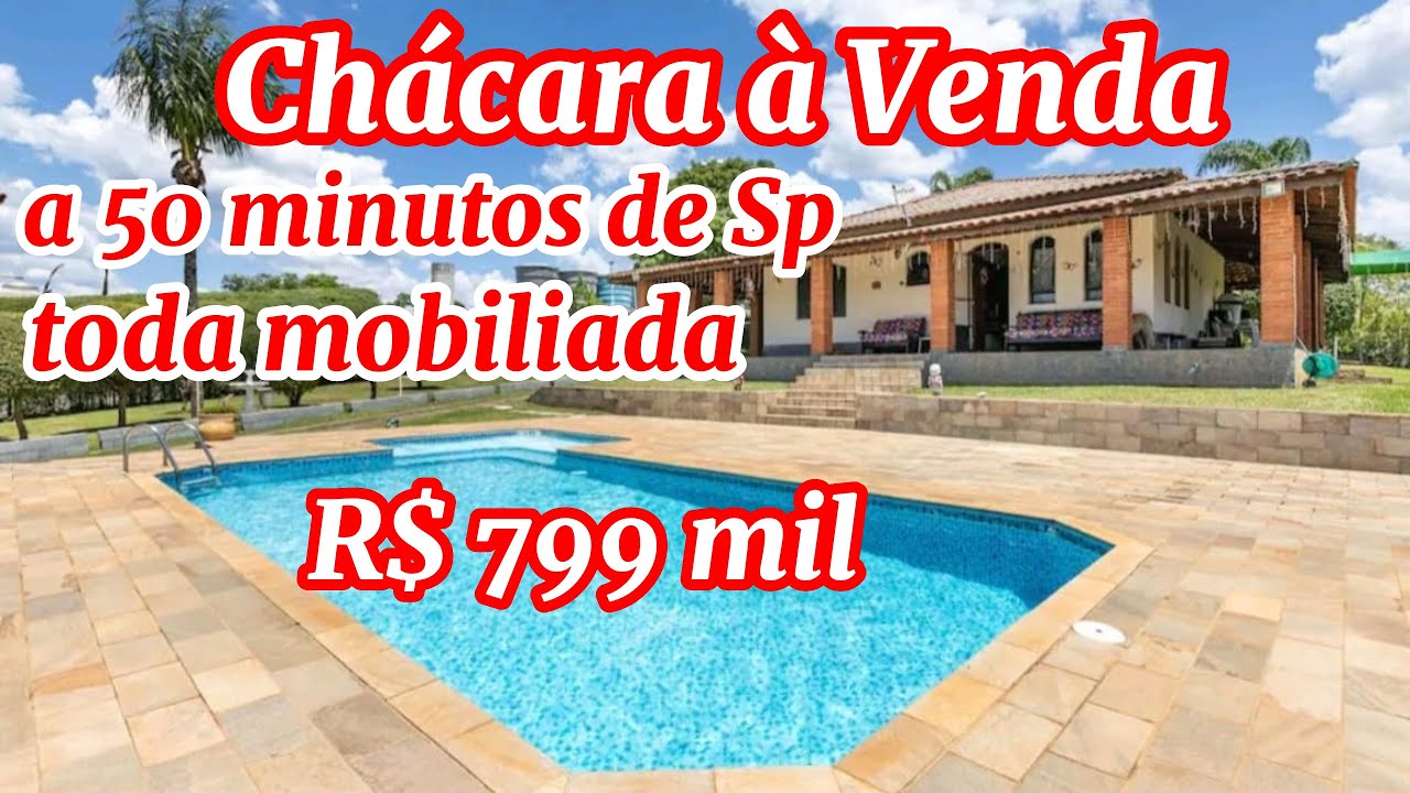 #41 CHÁCARA À VENDA A 50 MINUTOS DE SP, TODA MOBILIADA, TERRENÃO E CASA TÉRREA, POR R$ 799 MIL