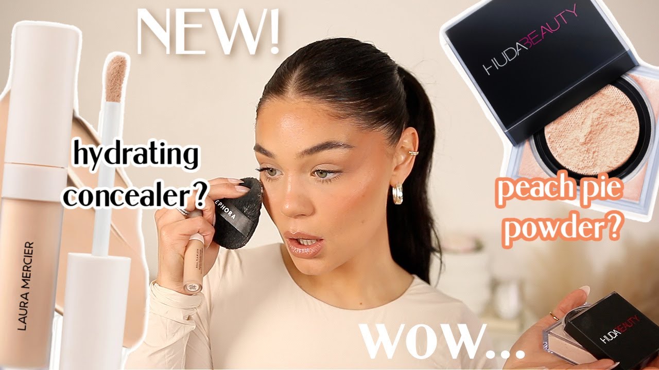 NEW MAKEUP👀 LAURA MERCIER Real Flawless Concealer & HUDA BEAUTY PEACH Setting Powder✨ Review