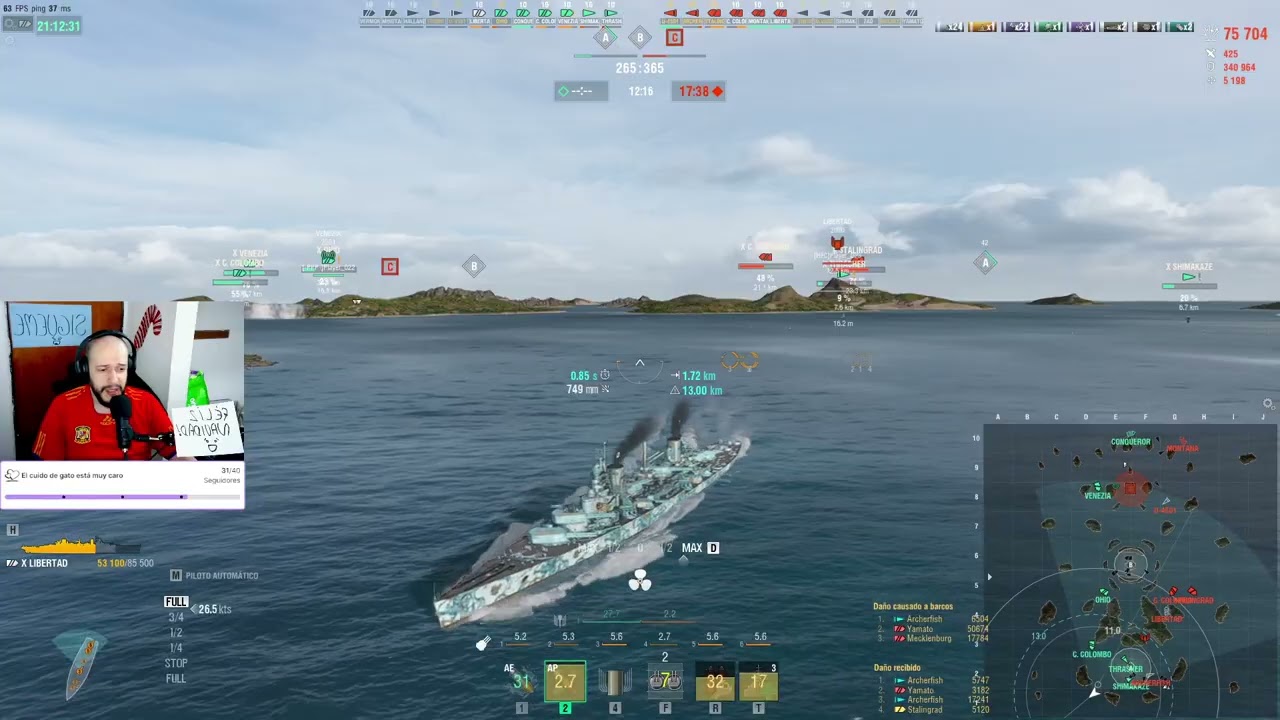 DIRECTO - Vamos a jugar unas cuentas horillas - WORLD OF WARSHIPS