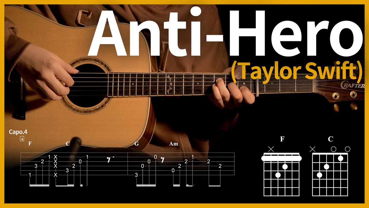 34.[Anti-Hero - Taylor Swift (테일러 스위프트) ] 【★★★☆☆】 기타 | Guitar tutorial |ギター 弾いてみた 【TAB譜】