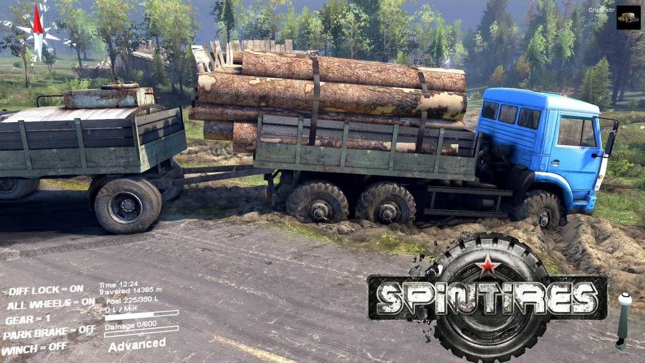 SPINTIRES 2014 - Flood Map - C 6520 Truck + Utility Trailer Transporting Logs Part 2