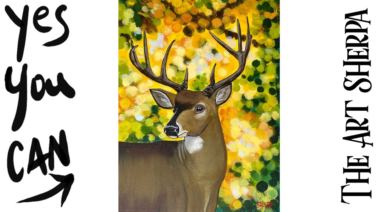 Stag in autumn Forest Bokeh🌟🎨 How to Paint tutorial for Beginners #art #painting