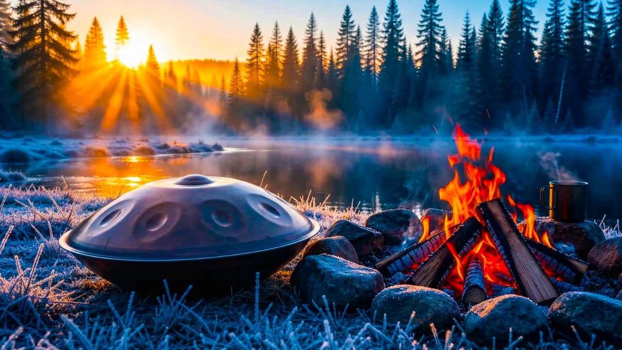 Handpan by the Morning River 🌅 Relaxing Handpan Music & Nature Sounds [No Ads]