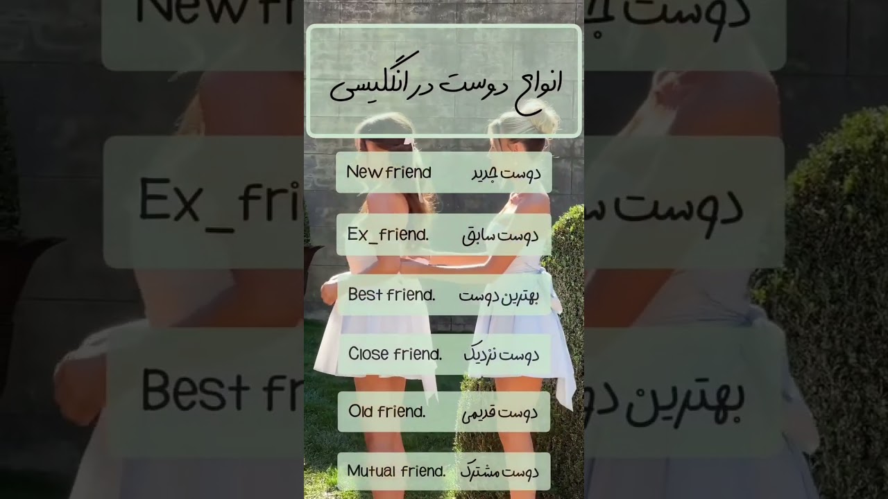 انواع دوست در زیان انگلیسی #english #زبان_انگلیسی #مکالمه_انگلیسی #learnenglish