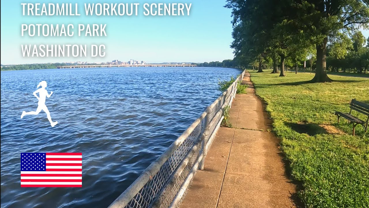 Treadmill Workout Scenery | Patomac River Park | Virtual Run ASMR | Washington DC USA