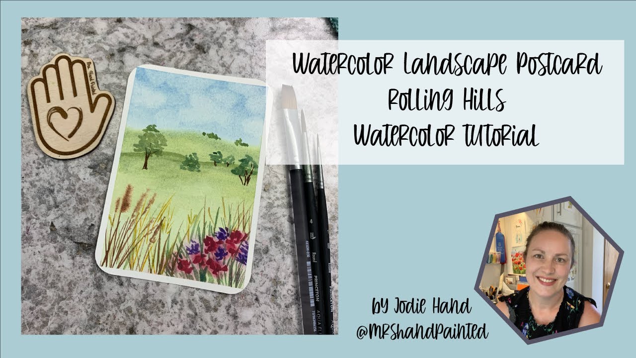 Rolling Hills Watercolor Postcard Landscape Tutorial
