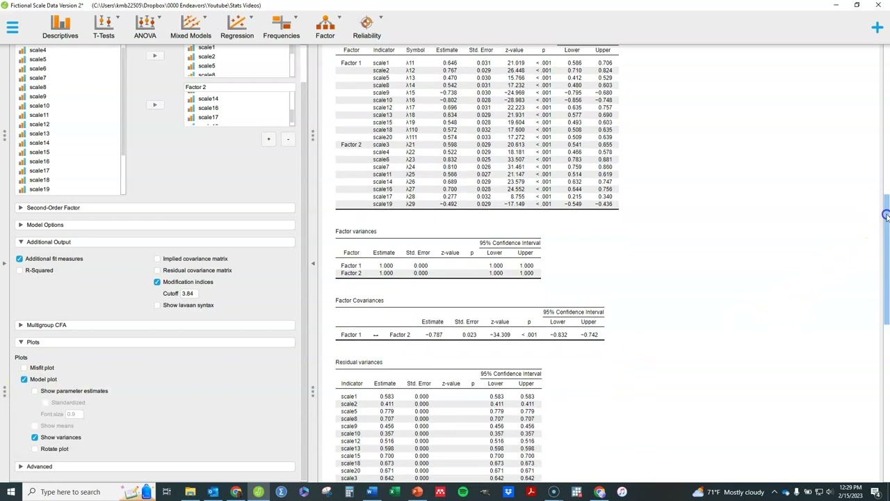Confirmatory Factor Analysis CFA in JASP Statistical Software