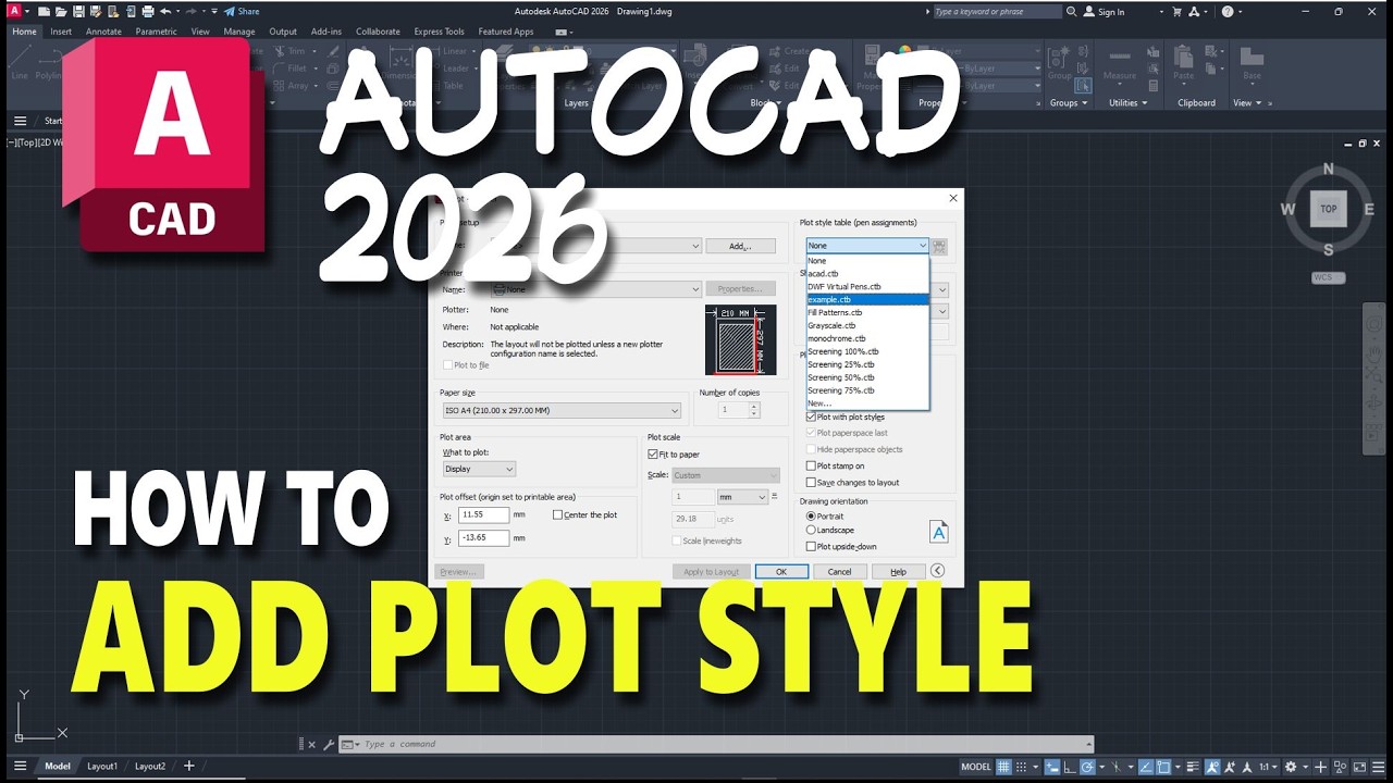 Как добавить стиль печати в AutoCAD 2026