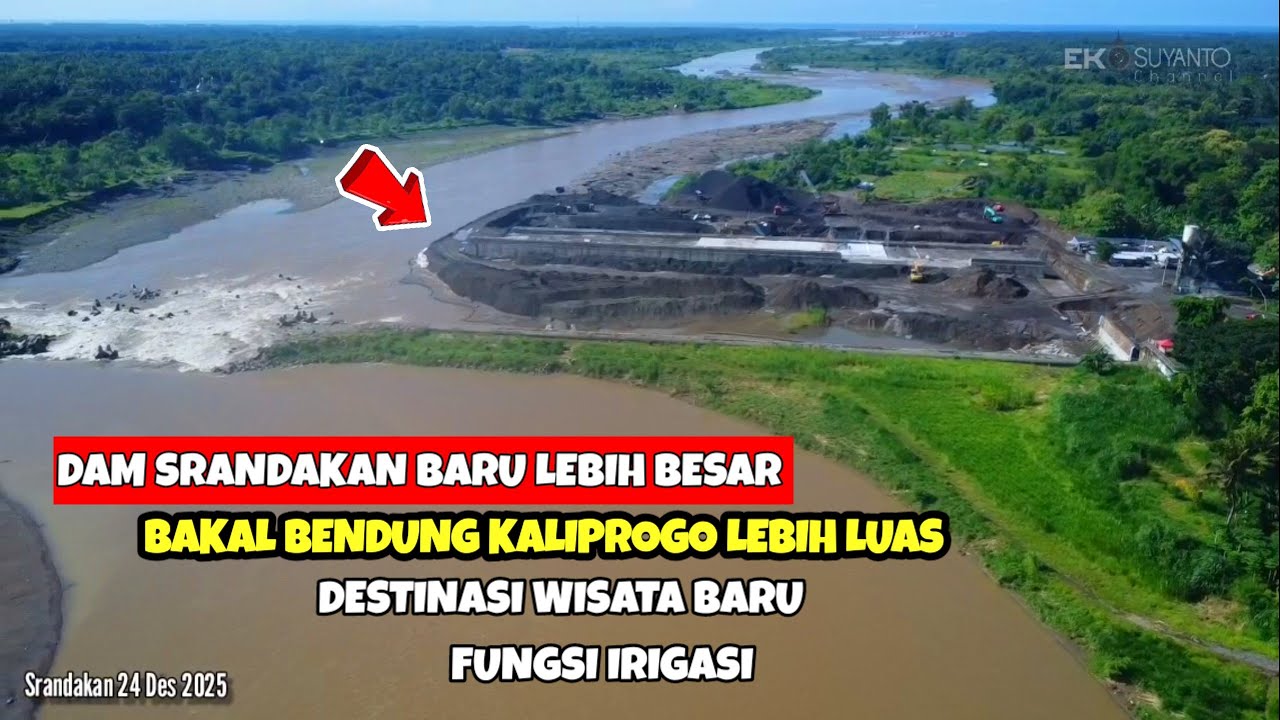 🔴View Drone di Srandakan saat Banjir Kali Progo‼️ Pembangunan Ground Sill Baru Dibuat Kokoh & Besar 