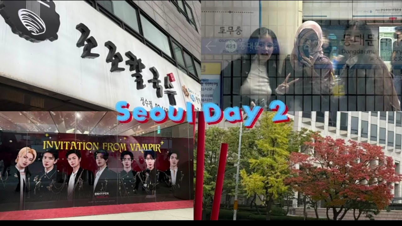 Seoul Day 2!! Enhypen popup, tried Jojo Kalguksu and Myeongdong st. at night! ✨