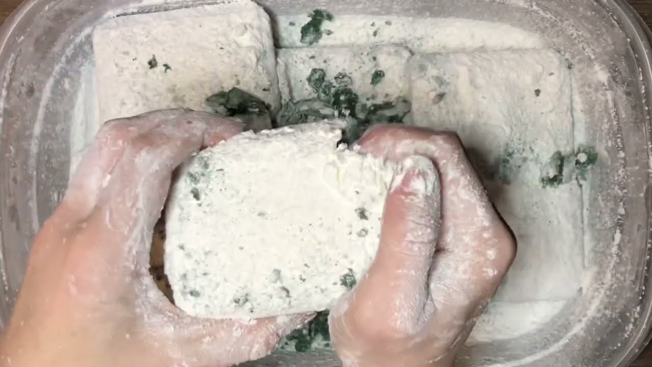 ASMR | FLORALFOAM CRUSHING |Slices with Cornstarch | SQUEAKY!