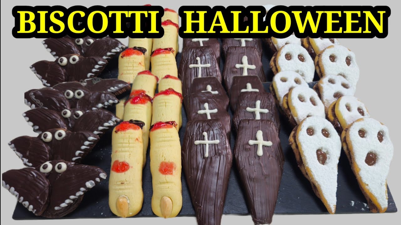 🎃BISCOTTI DI HALLOWEEN-4 varianti con frolla spettacolare- tutto fatto a mano-tutorial passo passo