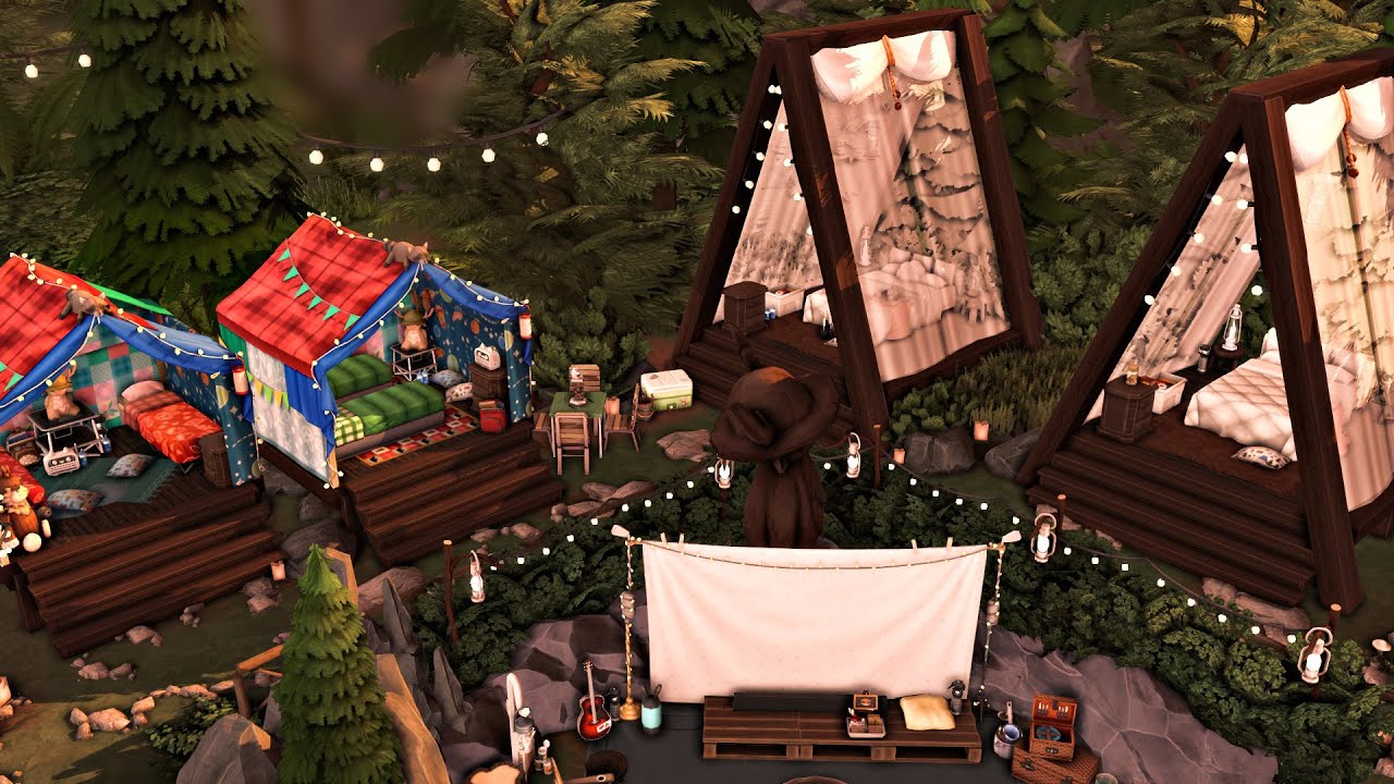 Forest Campground | Glamping | No cc | The sims 4 | Stop motion Speed build Little Campers Kit