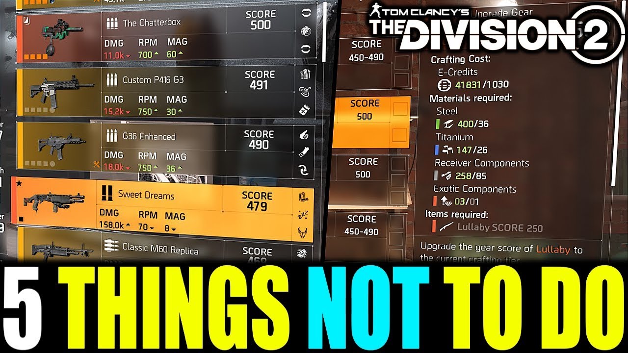 5 THINGS TO NEVER DO IN THE DIVISION 2 | TIPS & TRICKS YOU NEED TO KNOW