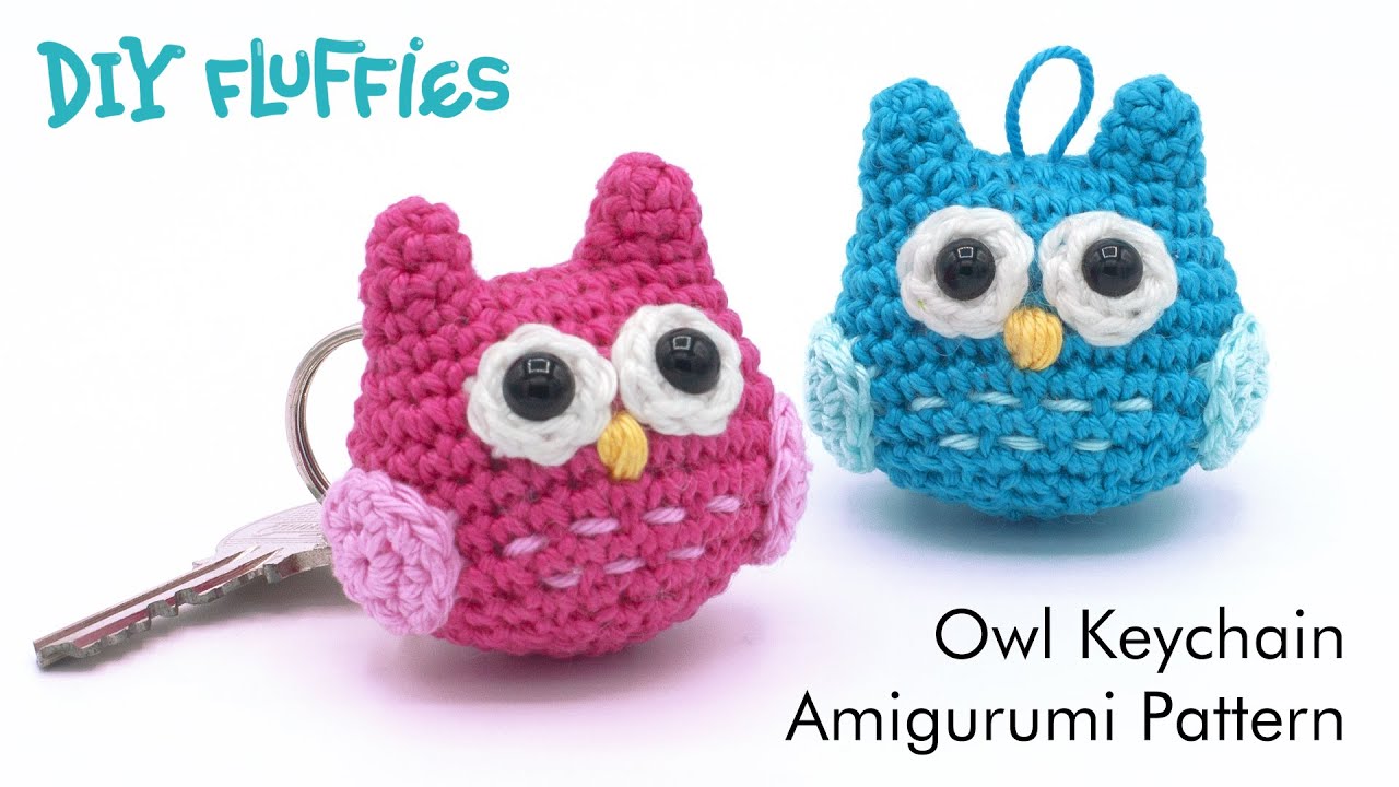 How to crochet - easy Owl Amigurumi keychain tutorial - great for beginners - English