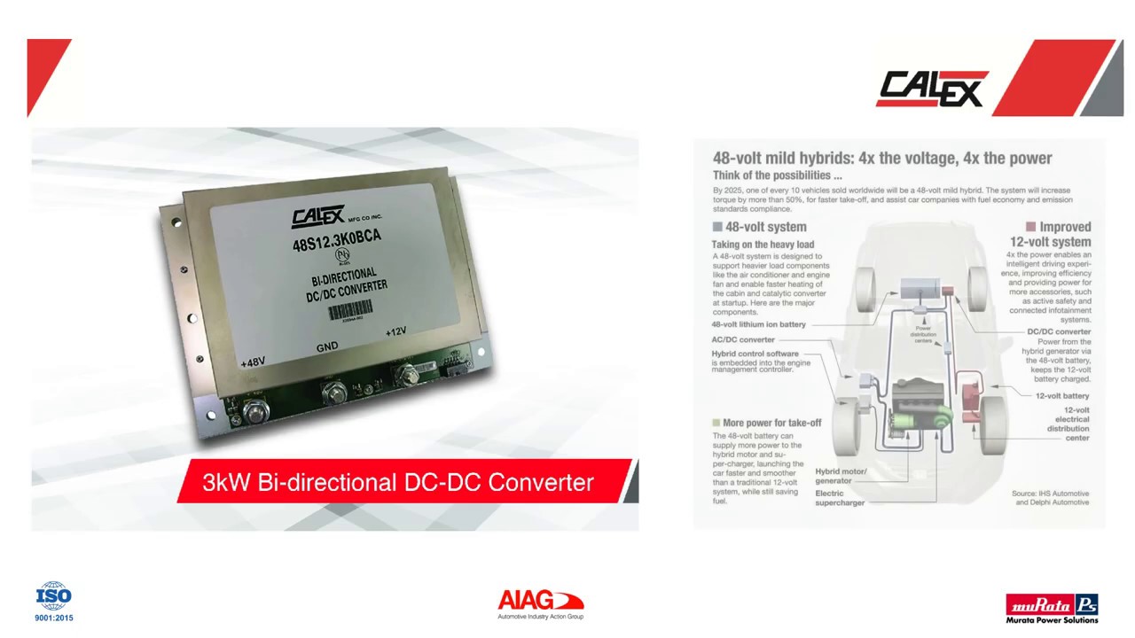 Calex Manufacturing; 3kW Bi-Directional Converter, for electric vehicles, e-mobility & battery appl.