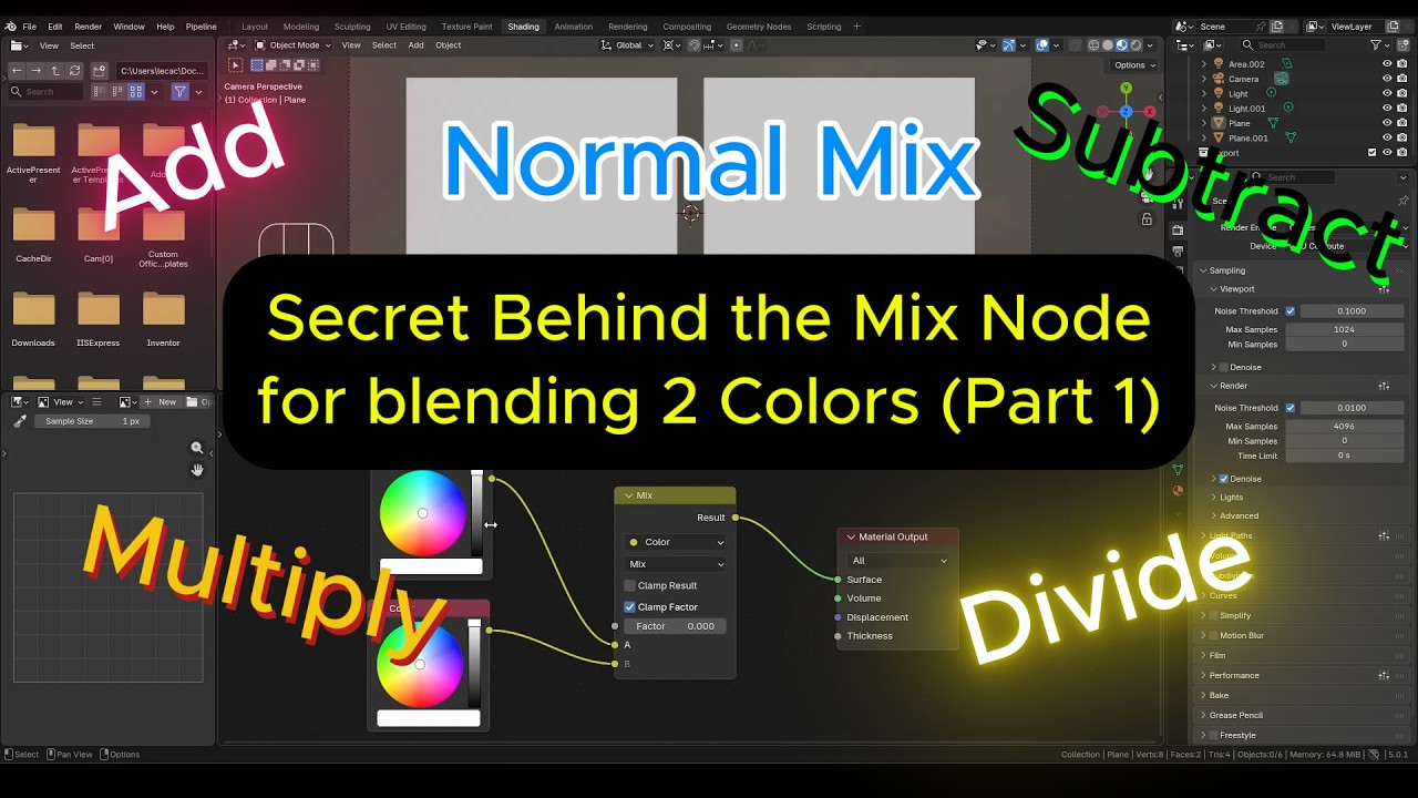 Mix Node (Part 1) | Normal Mix, Add, Subtract, Multiply, Divide | Blender 5.0.1
