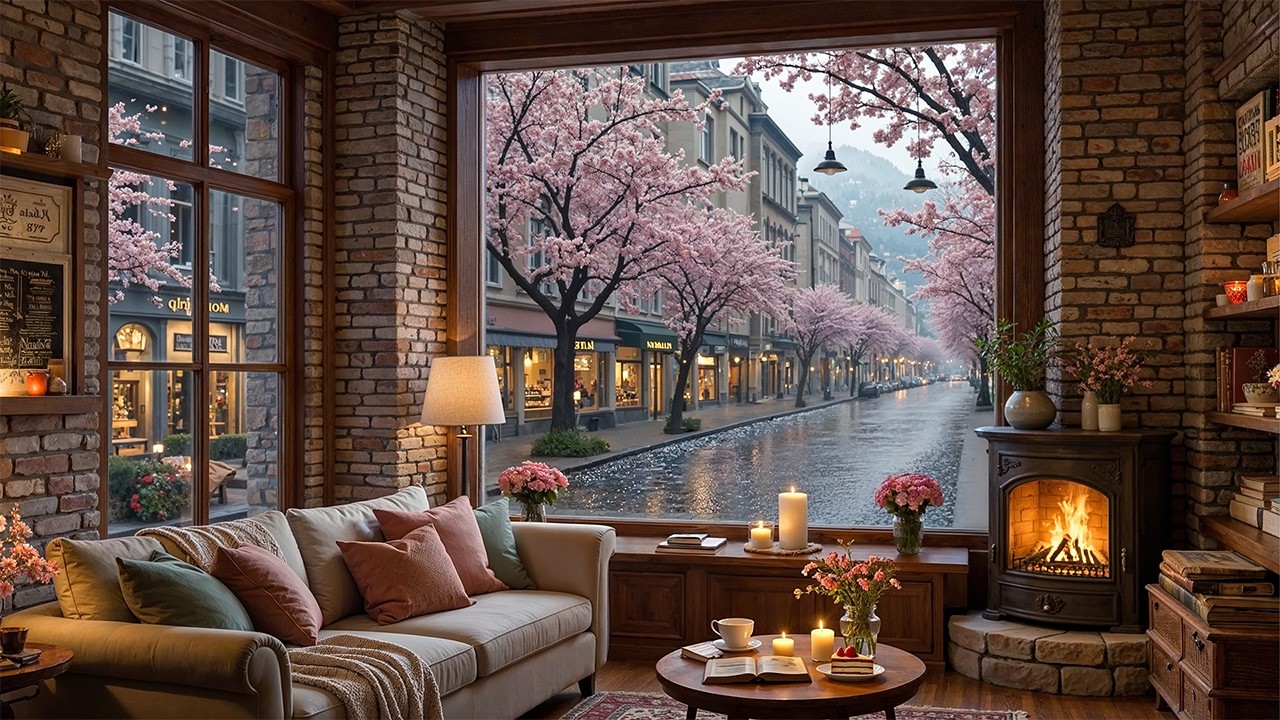 February Jazz Ambience | Cozy Coffee Shop with Fireplace Ambience for Focus & Study