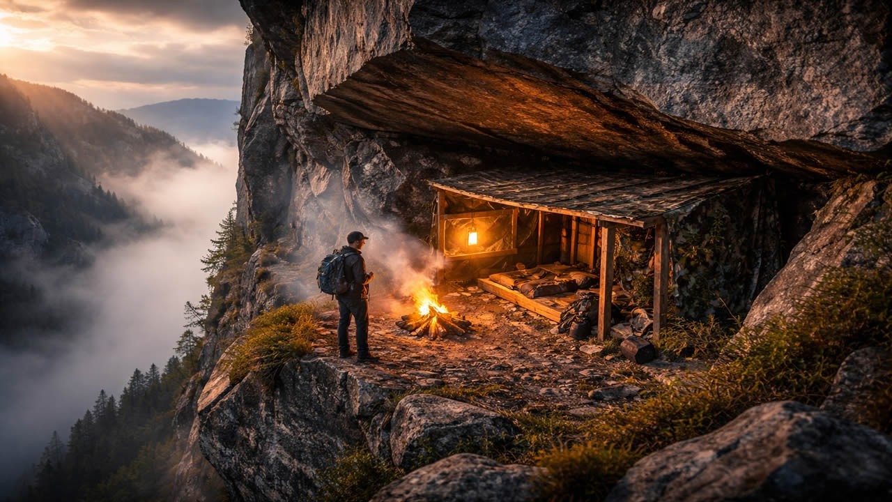 Extreme Cliff Shelter ⛰️🔥 Full Highlights from Start to Finish in 20 Minutes