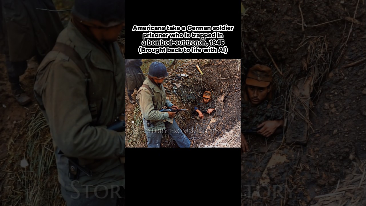 Colorized Historic WW2: Americans take a German soldier prisoner #ww2 #history #colorized