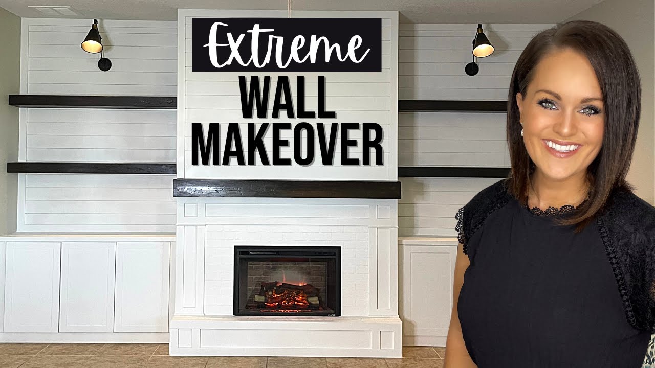 You Can DIY a Fireplace Wall | DIY Shiplap Built In Side Shelves