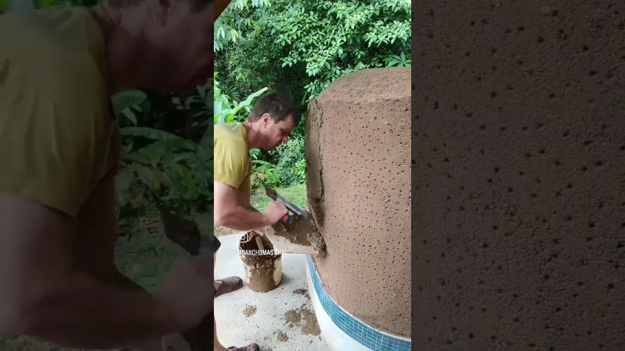 Plastering our earthen shower, look for our video of the Tadelalt finish #naturalbuilding