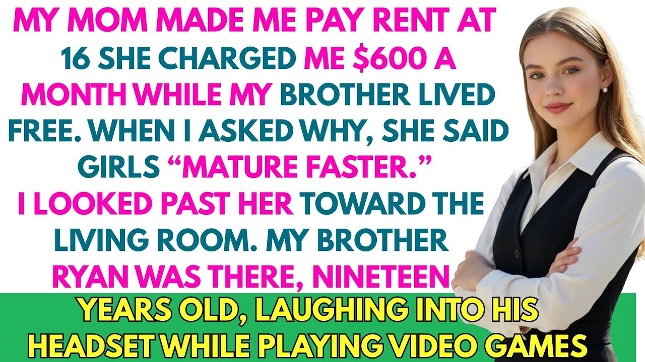 My mom made me pay rent at 16,She charged me $600 a month while my brother lived free.