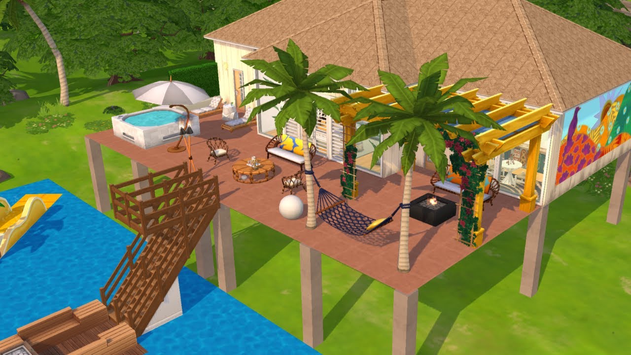 Maldives Overwater Bungalow Beach Resort  Villa Speed Build | The Sims Mobile House Design