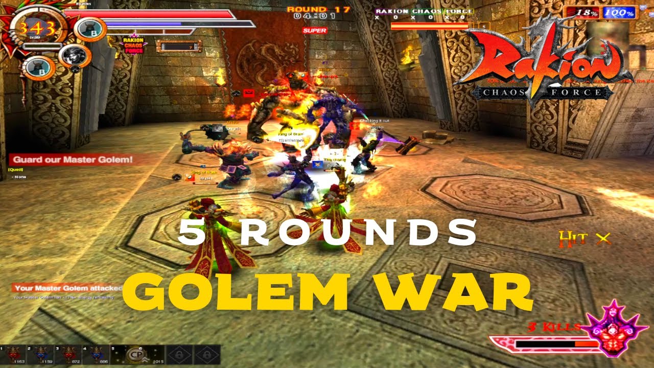 Rakion - 5 Rounds Golem War Gameplay! (Basic Mode)