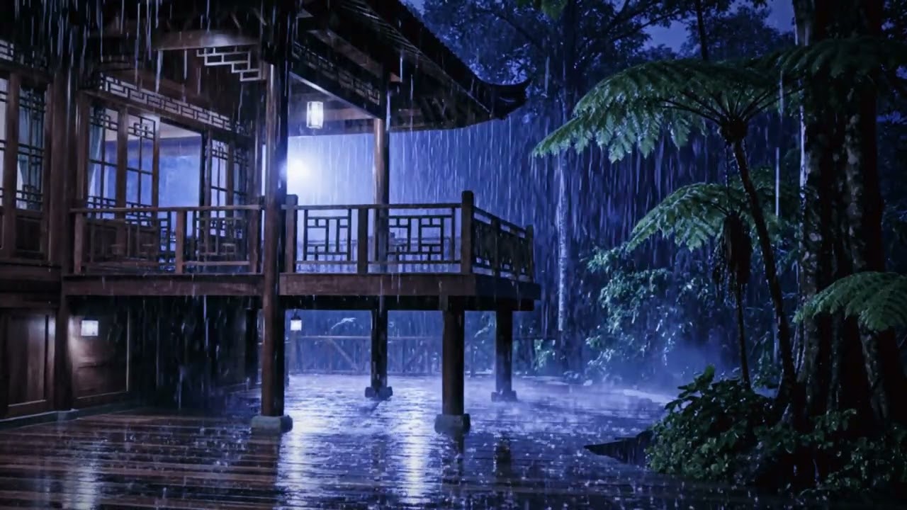 Deep Sleep Guaranteed 🌙 Heavy Rain on a Wooden House in the Forest ASMR