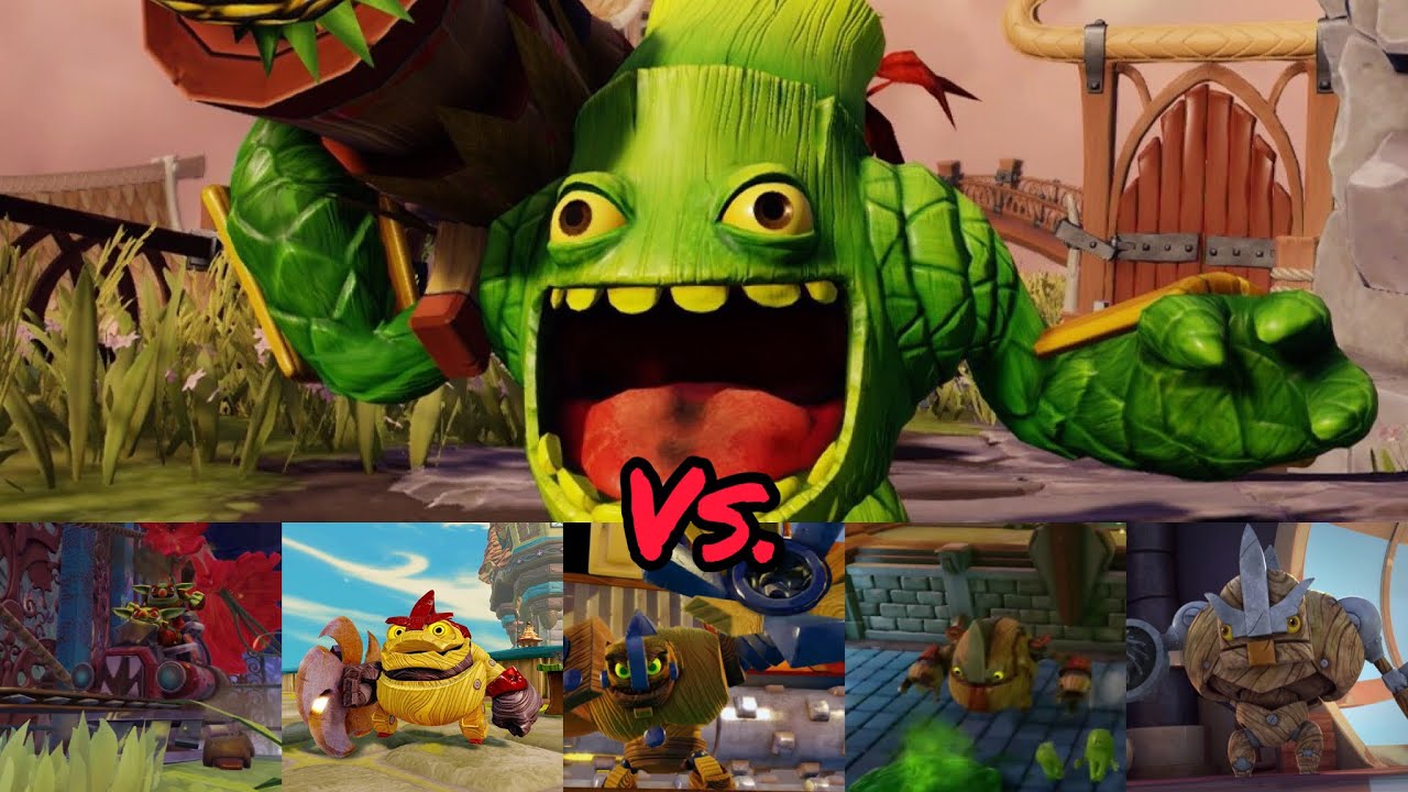 Zook vs. All wooden like villans and shrednaught skylanders trap team