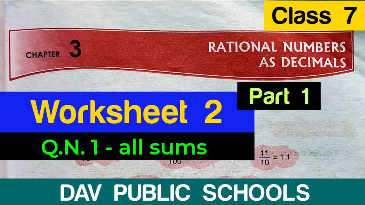 DAV class 7 maths chapter 3 worksheet 2 Q.N. 1 - All sums
