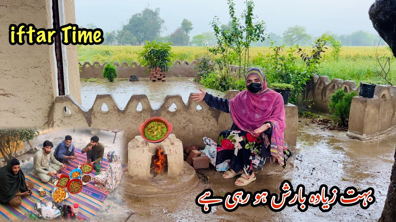 Full Heavy Rain in Village ⛈️ Barish, iftaar, Cooking 🥘 Hamza Sidhu | Zaini Baji 