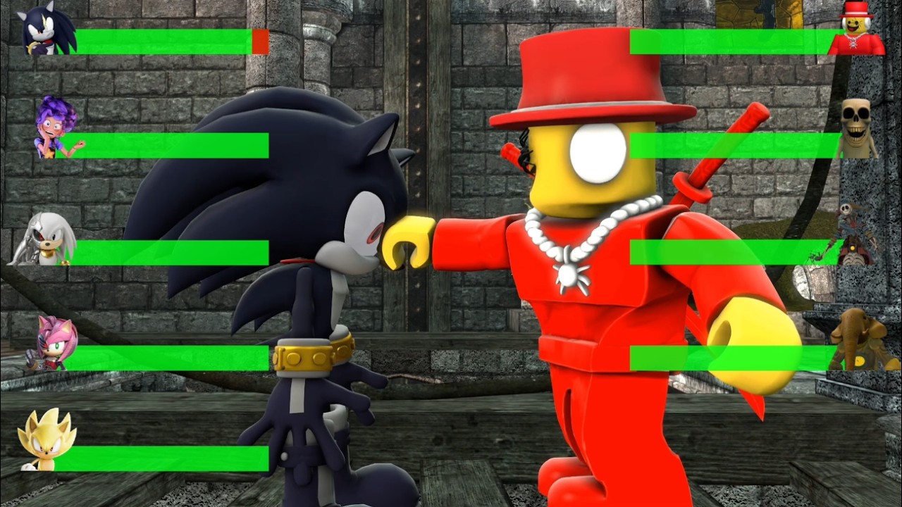 SONIC.Exe 3  MOVIE SHADOW Fusion AND Cyber Knuckles vs POPPY PLAYTIME CHAPTER 5 With HEALTHBARS