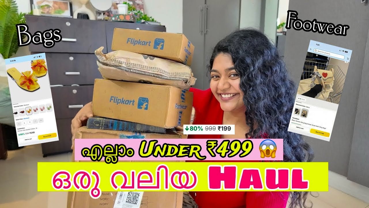 😱 Неужели так дёшево? 💸 Всего 199 рупий! _ 🔥Огромная покупка сумок и обуви на малаяламском языке