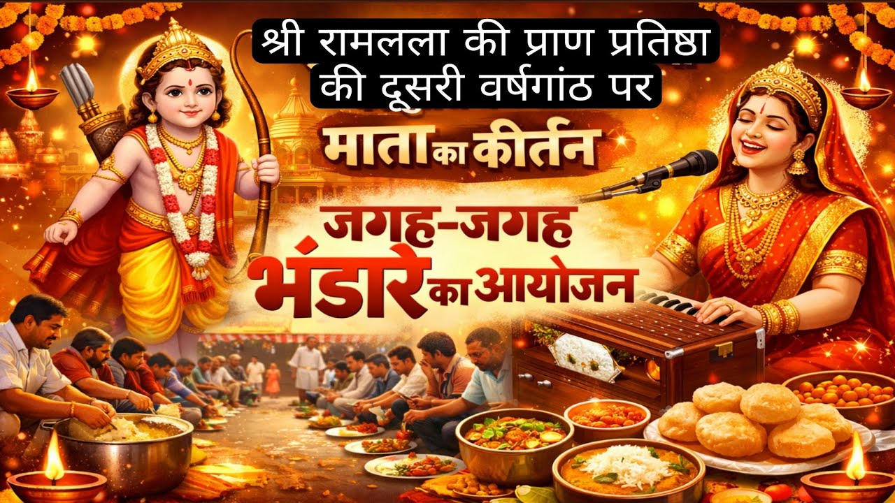 श्री रामलला की प्राण प्रतिष्ठा की दूसरी वर्षगांठ पर माता का कीर्तन | Jai Mata Ki | Jai Shri Ram