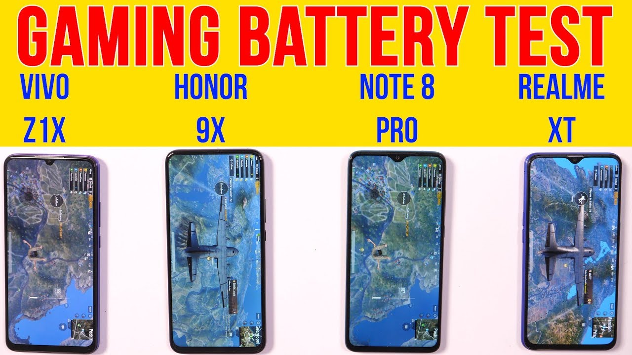 Honor 9X vs Vivo Z1x, Note 8 Pro, Realme XT: Extreme Gaming Test | Battery Drain Test | Heating Test