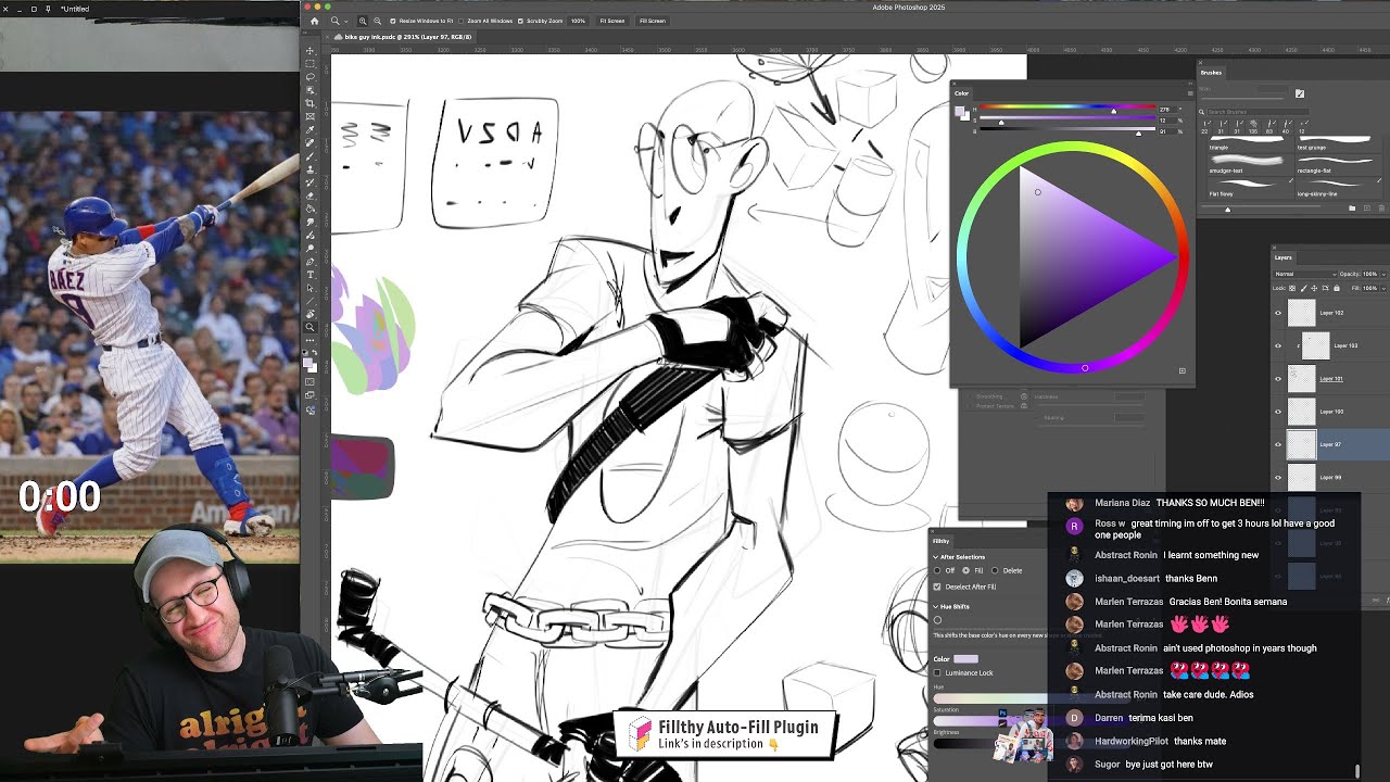 Stylized figure and line-work study and chatting