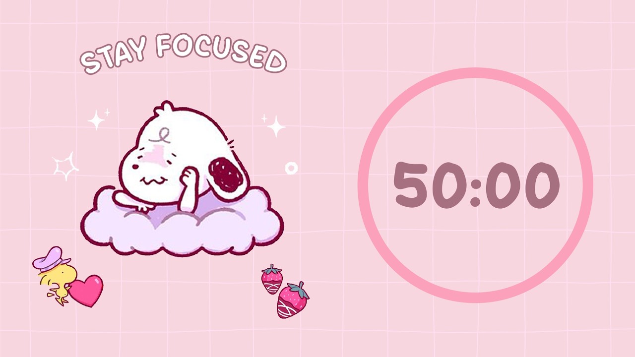 ☁️ Study with Me | Snoopy Head in the Clouds | 50/10 Timer | Chill Lo-fi 🎶 | 4 Hour Focus Session