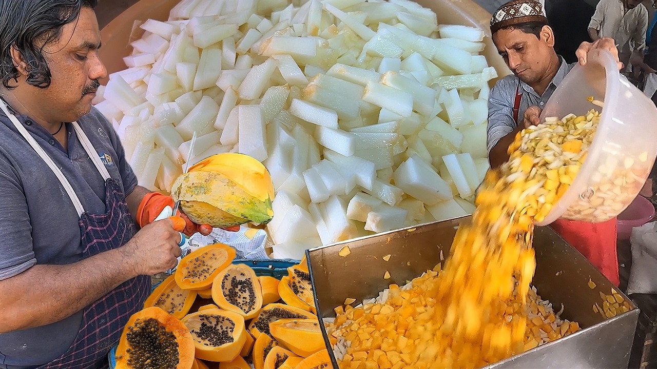 Ramadan Special Fruit Chaat Making | Amazing Fruit Cutting Skills of Knife Masters in Karachi
