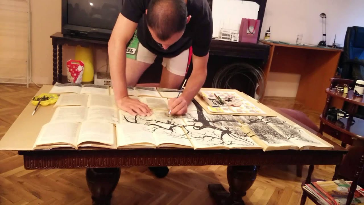Timelapse - Drawing over old books