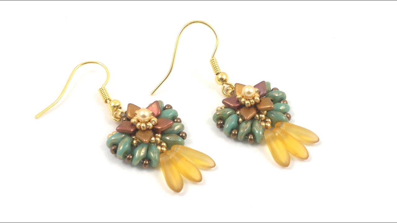 Beading4perfectionists:   Dagger Rose ear rings Art Deco design tutorial