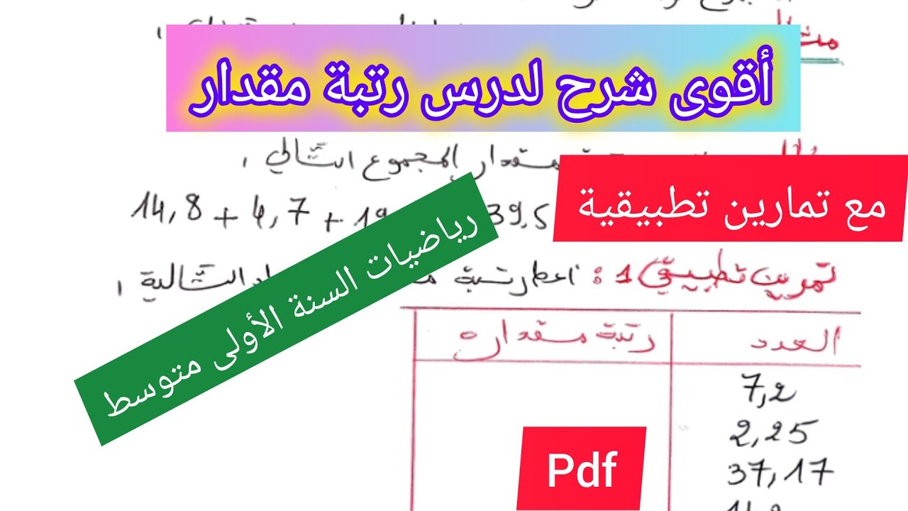 درس رتبة مقدار في مادة الرياضيات السنة الأولى متوسط🔥💪💯