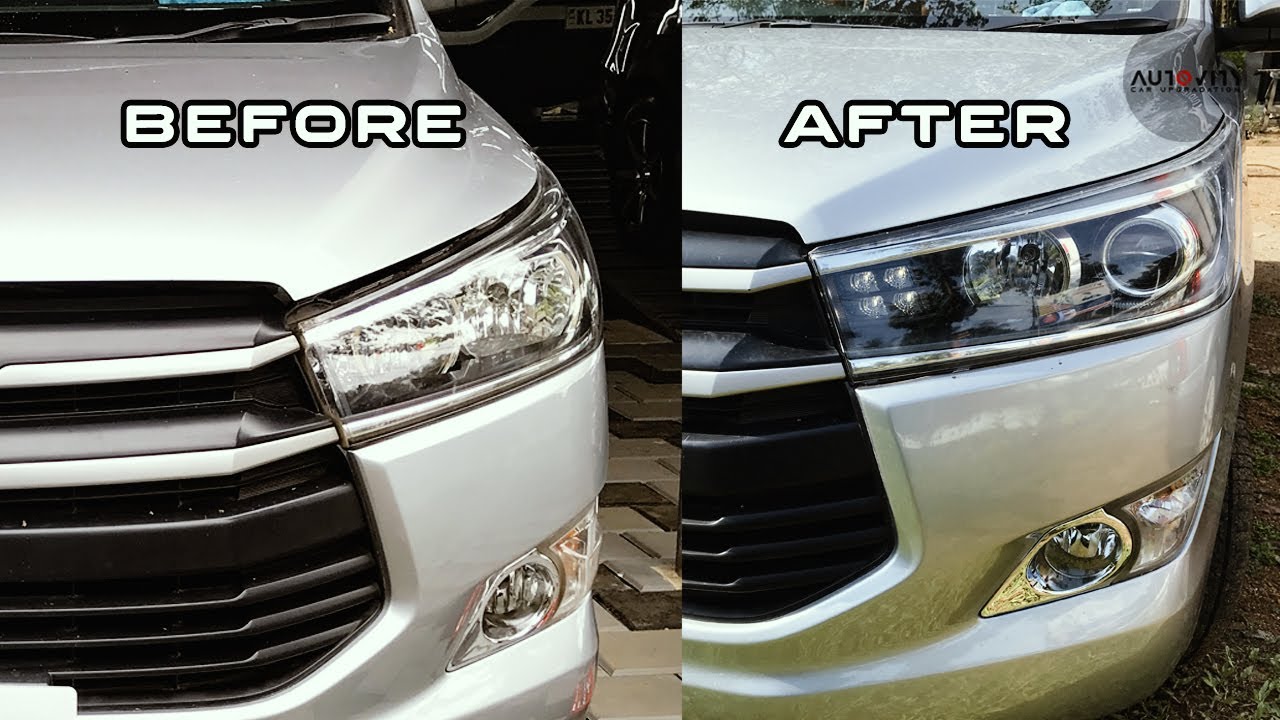 INNOVA CRYSTA BASE MODEL UPGRADATION | Projector headlight installation | Autovity Kochi