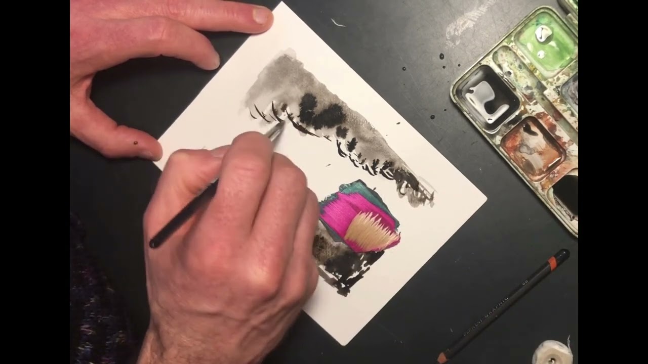 [MAKING OF] Landscape (no title) chinese ink + skateboard split