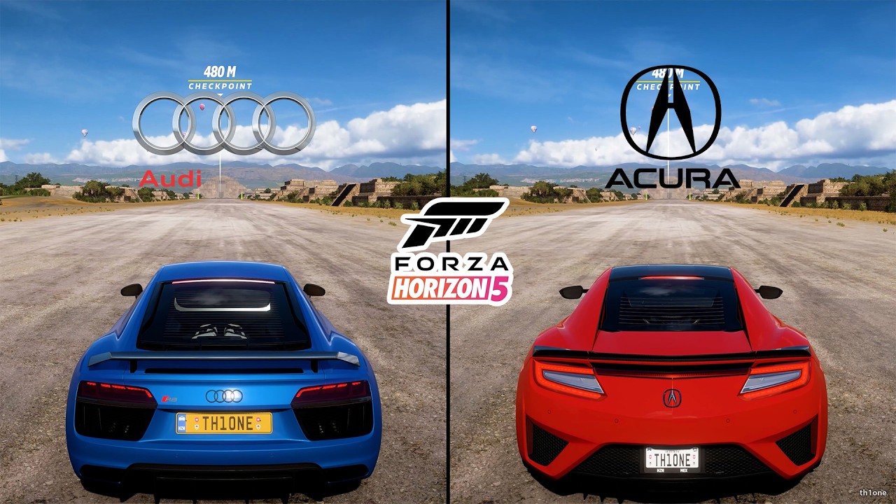 Forza Horizon 5 | Audi R8 V10 Plus 2016 vs. Acura NSX 2017 Performance and Sound Comparison
