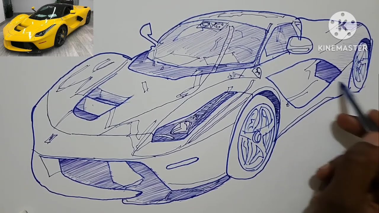 Perfect Yellow ferari sketch | How to draw a ferari car step-by-step (easy drawing tutorial)